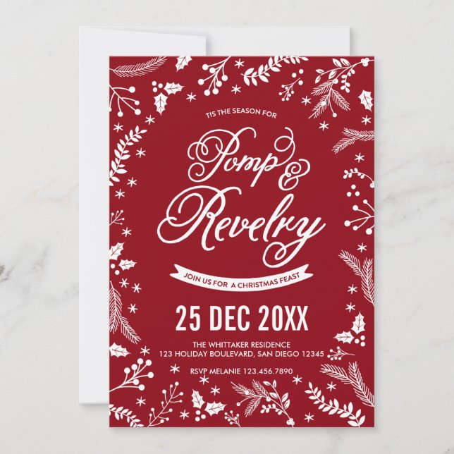 Vinter Berries Juldag Julfest i Cherry Inbjudningar (Framsida)