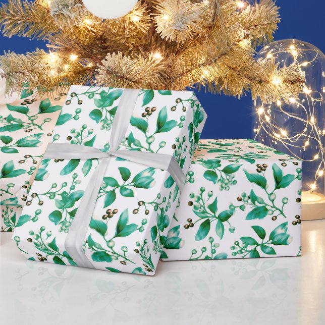 Vinter Berries Winter Greenery Modern jul Presentpapper (Helgdagar)