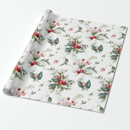 Vinter Berry Jul Wrapping Papper Presentpapper