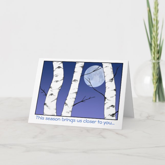 Vinter Birches jul/Solstice Card Helgkort (Framsida)