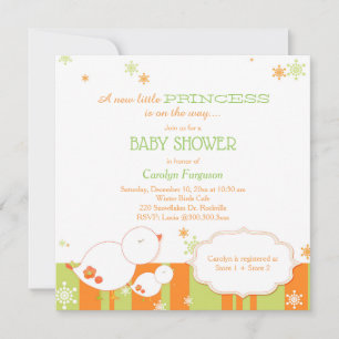 Vinter Birds Flicka Baby Shower Inbjudningar