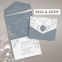 Vinter Blå Blommig Bröllop