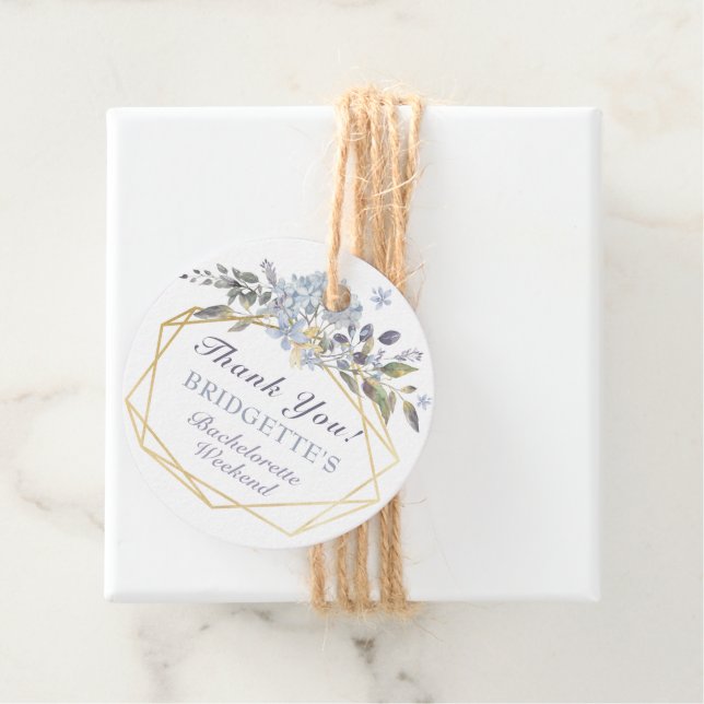 Vinter Blå Blommig Sjungbröllopsfest Tack  Gåvor Etiketter (På plats)
