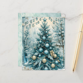 Vinter Blå Julgran Scrapbookpapper