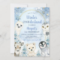 Vinter Blå Onederland Skogs Djur Födelsedag