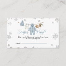 Vinter Blå Pojke Baby Shower Snö Blöja Lotteri