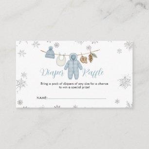 Vinter Blå Pojke Baby Shower Snö Blöja Lotteri Tilläggskort