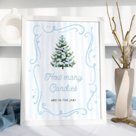 Vinter Blå Slöja Baby Shower Gissa Hur Många Godis Poster