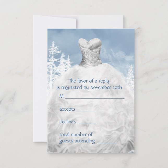 Vinter Blå Snöflingor Quinceanera RSVP OSA Kort (Framsida)