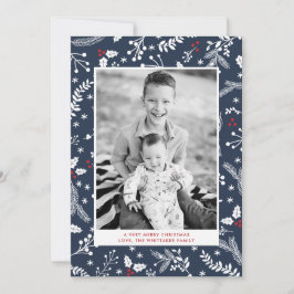 Vinter Blåbär Jul Holiday Platt Kort