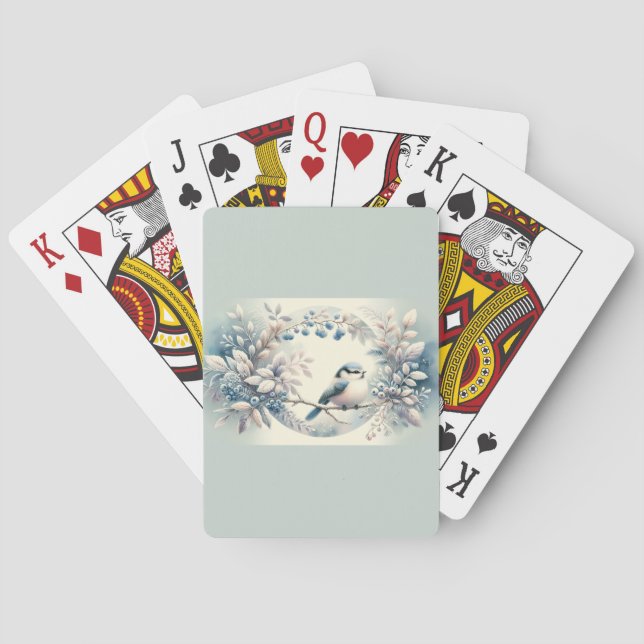 Vinter Blåfågel Berry Krans Casinokort (Baksidan)
