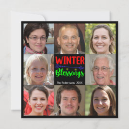 Vinter Blessings jul-familjens fotokollage Inbjudningar
