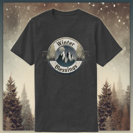 Vinter Blessings Mountains och Star Light Badge T Shirt
