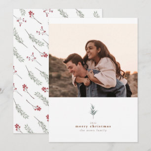 Vinter-blomma - minimalistiskt julfotkort julkort