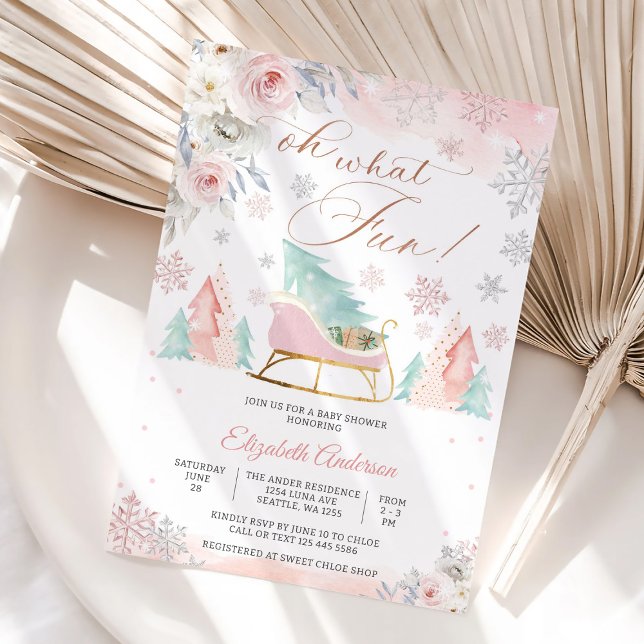 Vinter Blommig Baby Shower Inbjudan (Skapare uppladdad)