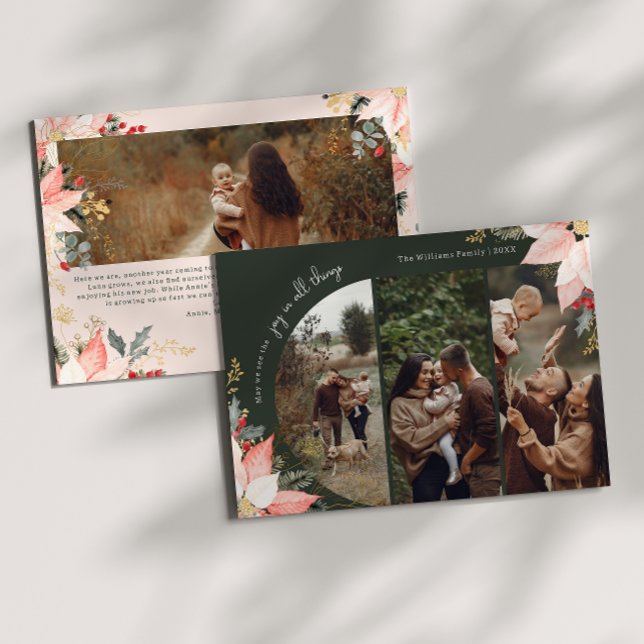 Vinter Blommigt Arch Beige Joy in All Sak 4 Photo Julkort (Skapare uppladdad)