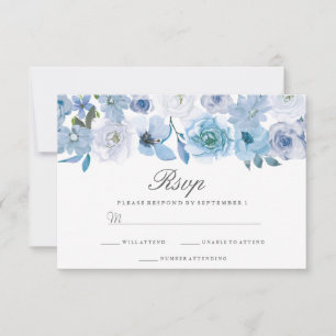 Vinter-Blommigtar: Elegant Blue White-Bröllop OSA Kort