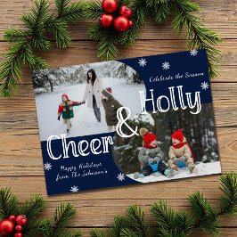Vinter Blue Holly & Cheer 2-familjens fotojul Julkort