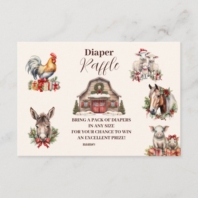 Vinter Boskap Jul Diapper Raffle Tilläggskort (Framsida)