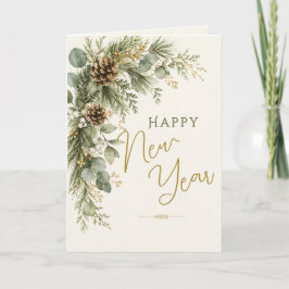 Vinter Botanica Elegant Gott Nytt År Botanisk Kort