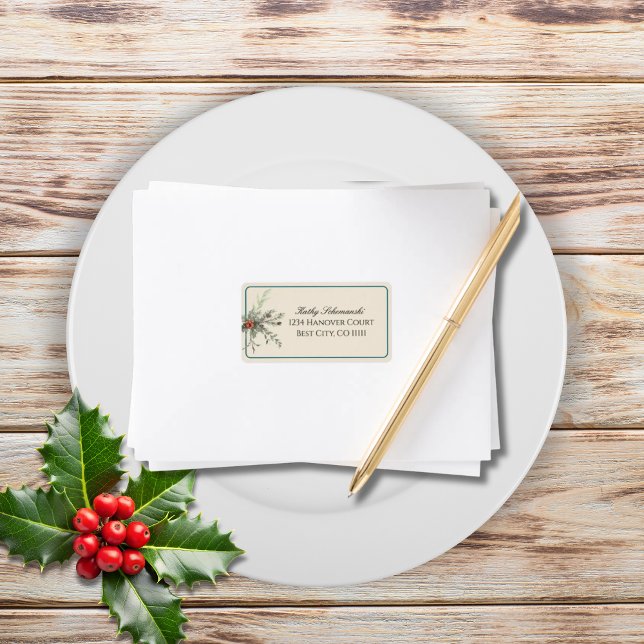 Vinter Botanicals Julfest Foliage Adress Adressetikett (Skapare uppladdad)