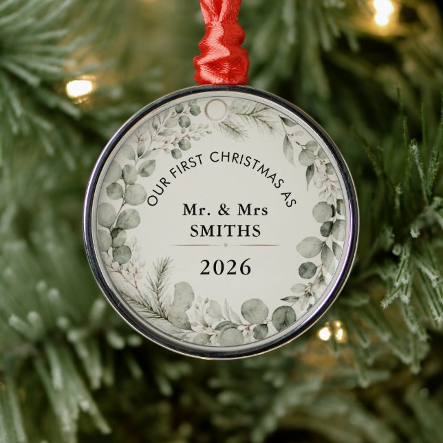 Vinter Botanisk Familj Anpassad Text Jul  Julgransprydnad Metall (Träd)