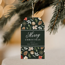 Vinter Botanisk Festlig Jul Presentetikett