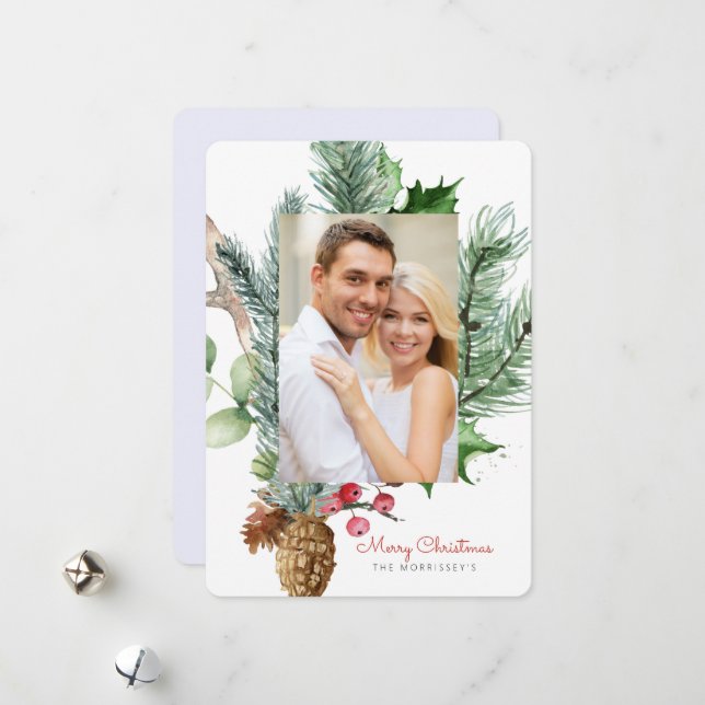Vinter Botanisk Grönska 2 Foto Platt Julkort (Fram/Back In Situ)