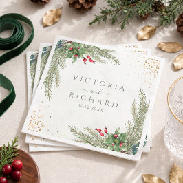 Vinter Botanisk Grönska Bröllop Pappersservett