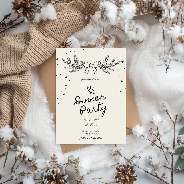 Vinter Botanisk Juldagsfest Inbjudningar (Skapare uppladdad)