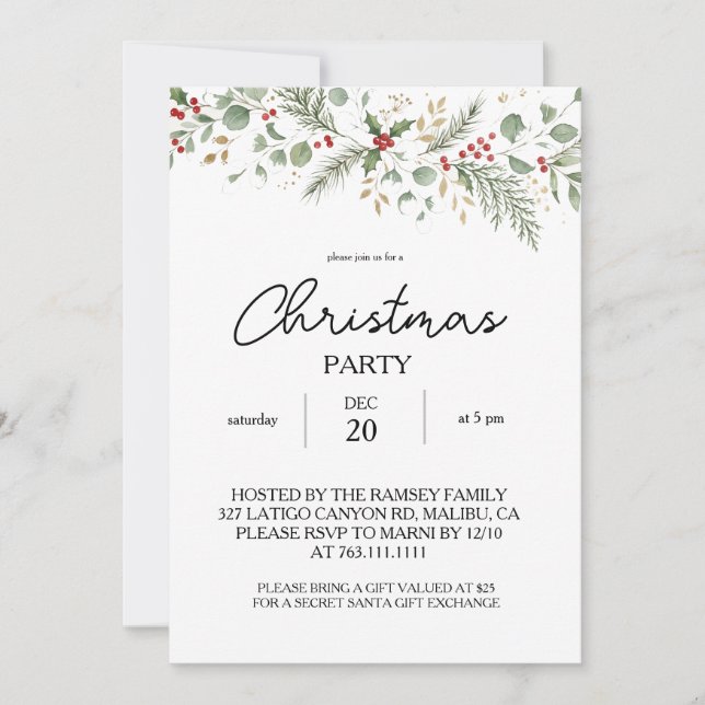 Vinter Botanisk Julfest Inbjudningar (Framsida)