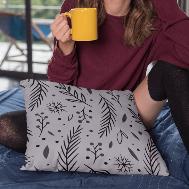 Vinter Botanisk Kuddslips – Grå Kudde (Skapare uppladdad)