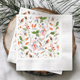 Vinter botaniska bär & blad semester pappersservett