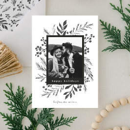 Vinter Botaniska Jul Fotografier Svart och Vitt Julkort