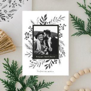 Vinter Botaniska Jul Fotografier Svart och Vitt Julkort
