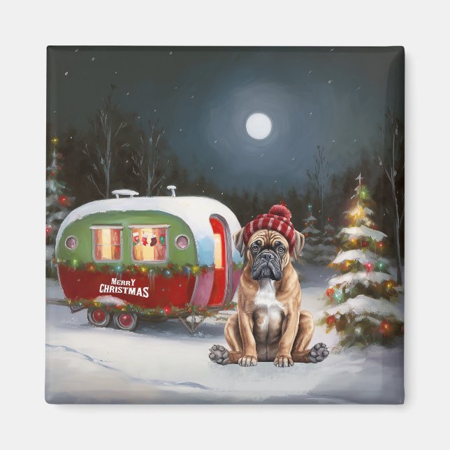 Vinter Boxer Husvagn Juläventyr Magnet (Framsidan)