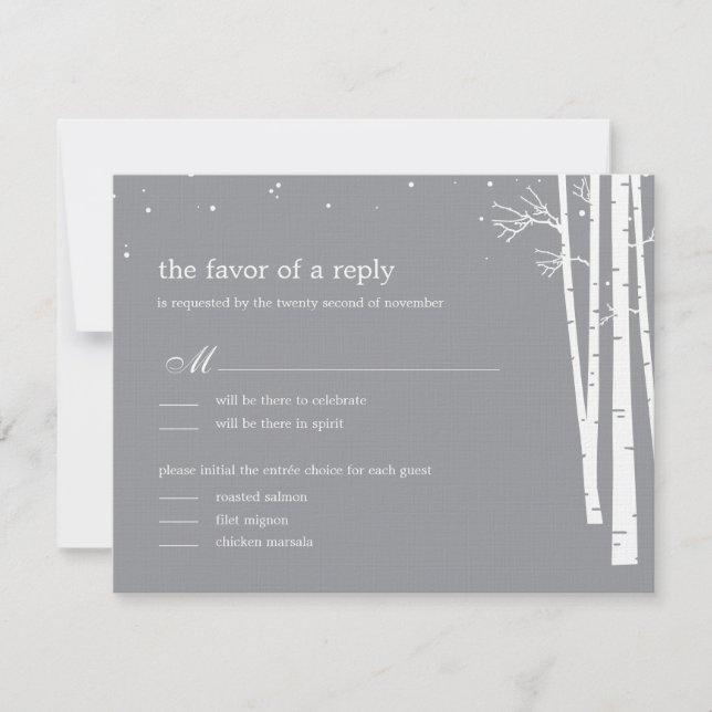 Vinter Bröllop Svar/Response Card OSA Kort (Framsida)