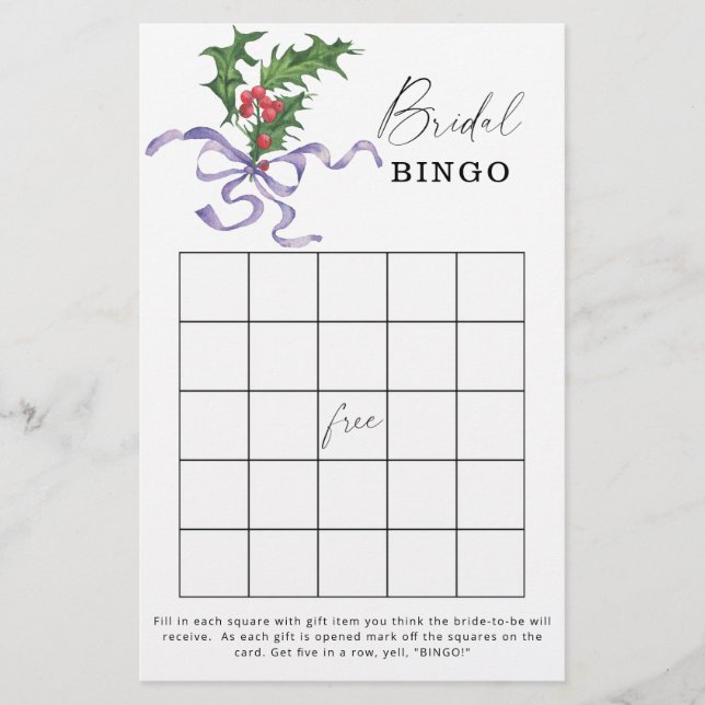 Vinter bröllopsdusch bingo spel (Framsida)