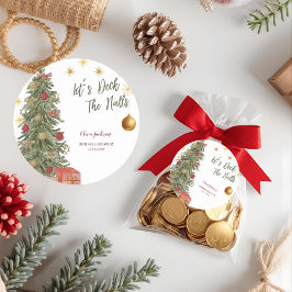 Vinter Bröllopsdusch-inbjudan för "Deck the Halls" Runt Klistermärke