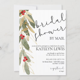 Vinter Bröllopsfest genom postinbjudan Guld Holly Inbjudningar