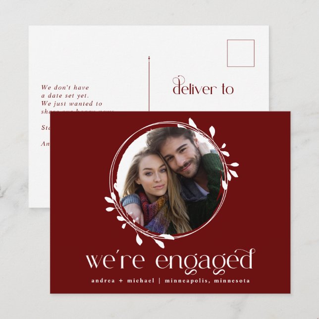 Vinter Bröllopsfotografi Förlovnings Annonsering Inbjudan Vykort (Fram/baksida)