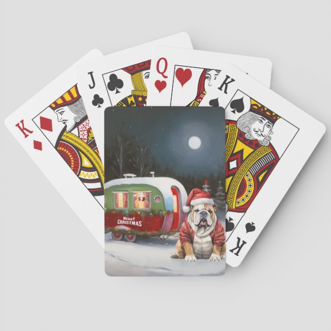 Vinter Bulldog Caravan Juläventyr  Casinokort (Baksidan)