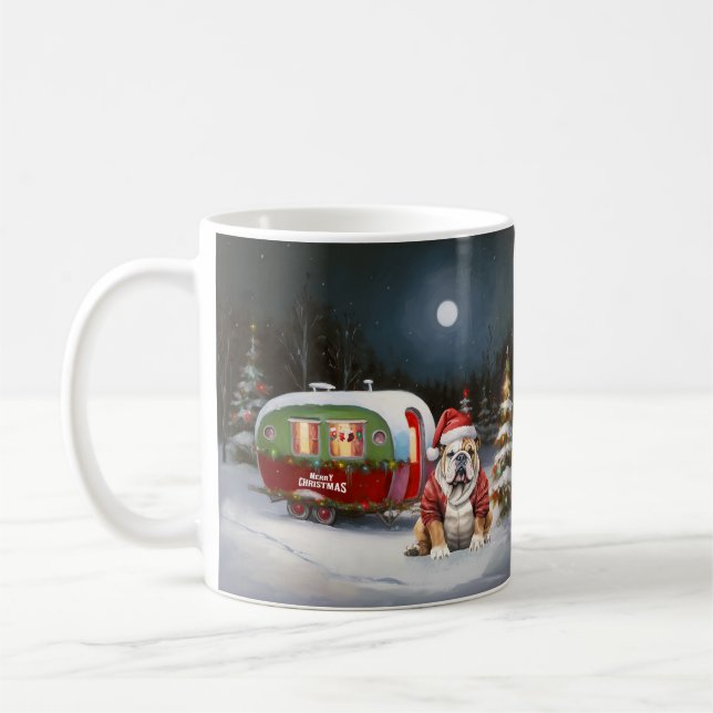 Vinter Bulldog Husvagn Juläventyr Kaffemugg (Vänster)