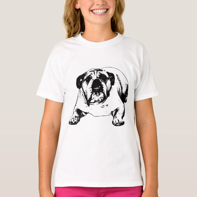 Vinter bulldog ställning t shirt (Framsida)