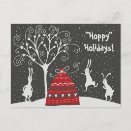 Vinter Bunny Hoppy Helgdagars vykort