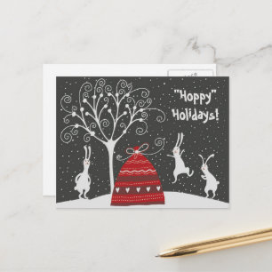 Vinter Bunny Hoppy Helgdagars vykort