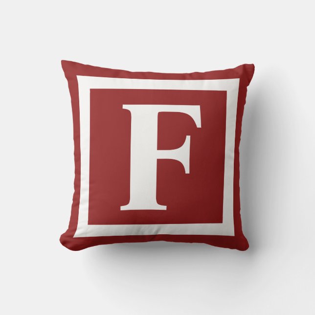 Vinter Burgundy Fet Monogram Initial Kudde (Framsida)