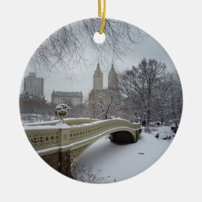 Vinter - Central Park - New York City Julgransprydnad Keramik (Framsidan)