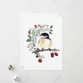 Vinter Chickadee Fågel Bär Julkort