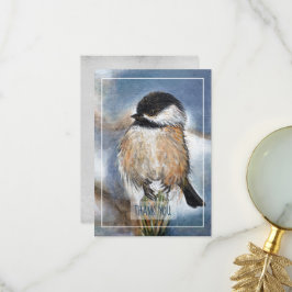 Vinter Chickadee Fågel Konst Tack Kort